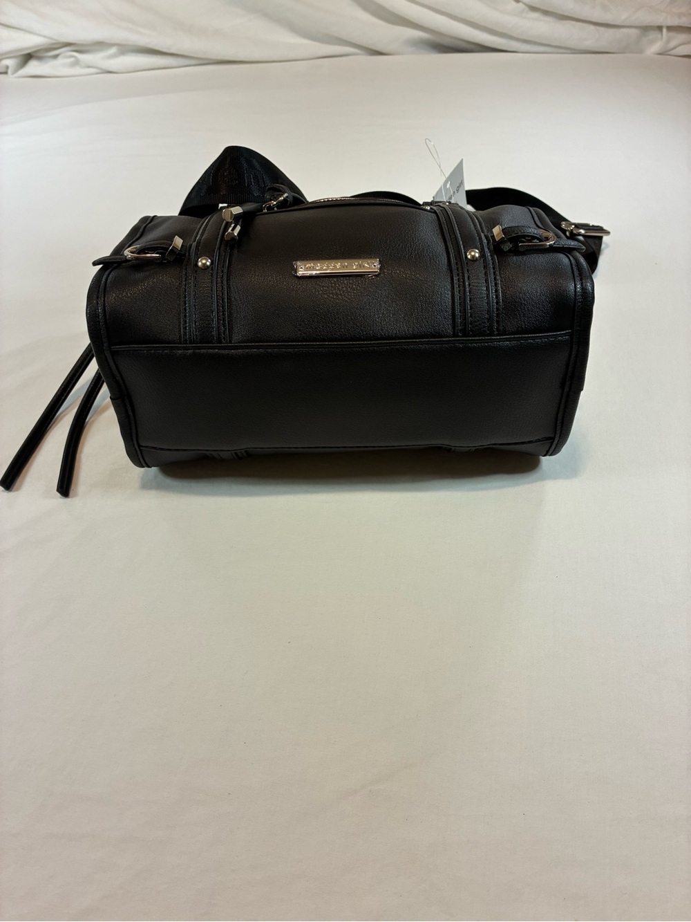 Madden Girl Black Faux-Leather Crossbody Satchel with Chain & Tassels - Picture 7 of 12
